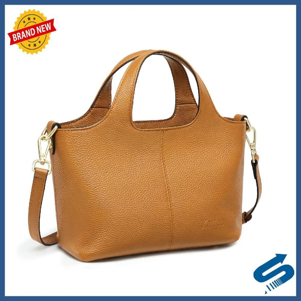 Small Leather Crossbody Bag with Top Handle, Multi-Way Carry